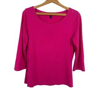 Escada Women Hot Pink Top Size 36 (US 6) Embellished Luxury Feminine Logo Y2K